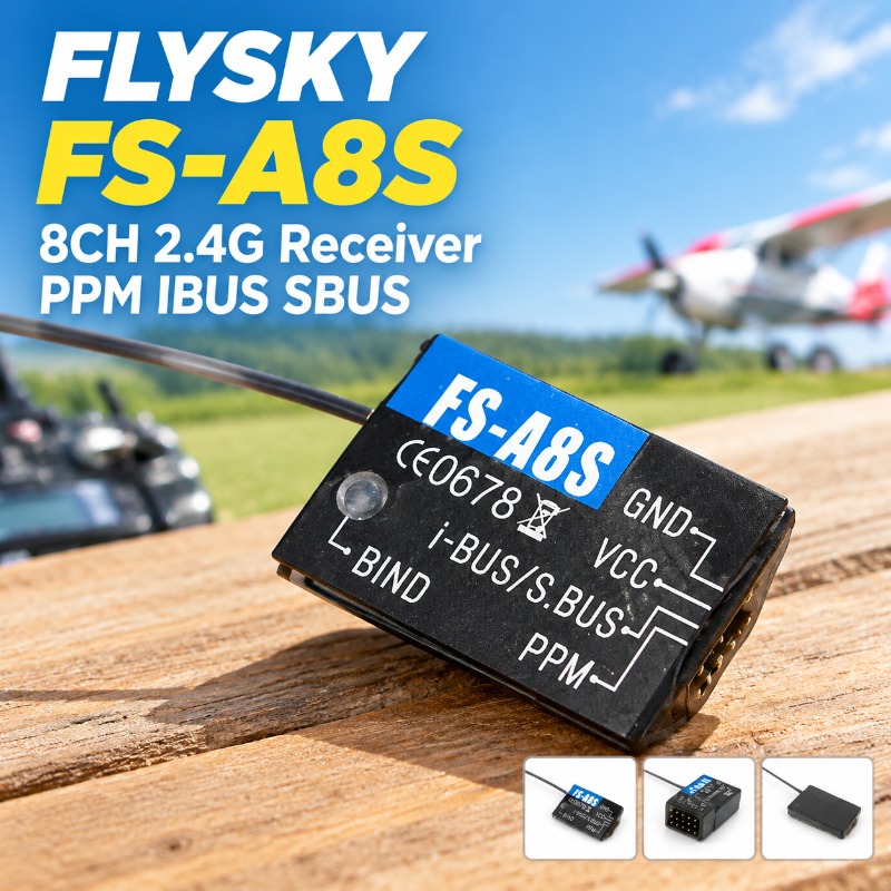 Drone Racing Receiver - جهاز استقبال FS-A8S 2.4G 8CH صغير